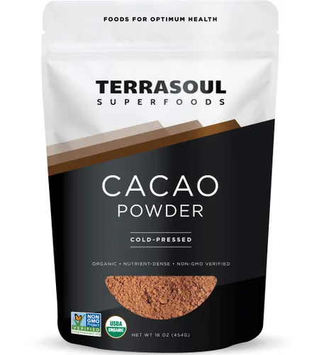 Terrasoul Superfoods Polvo de cacao orgánico crudo, 2 libras (paquete de 2) - Raw | Keto | Vegano
