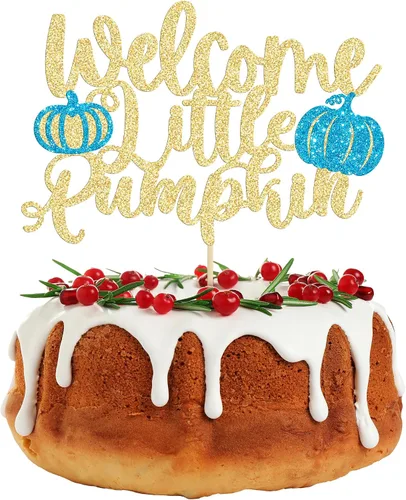Miniatura 23 de Gyufise Decoración de pastel de calabaza – Decoración azul para pastel de baby shower para cumpleaños, Halloween, suministros de fiesta de Acción