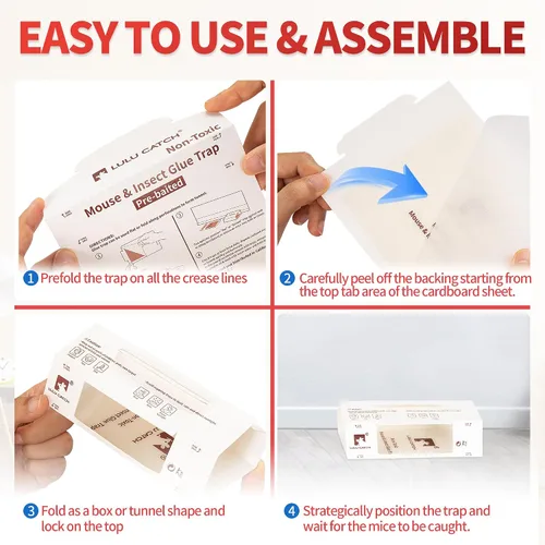 Miniatura 6 de LULUCATCH Trampas de Pegamento, Paquete de 12 Trampas para Ratones de Interior para el Hogar, Cazador de Insectos Adhesivo a Granel Pre-cebado No