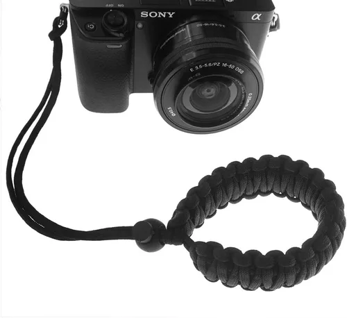 Miniatura 2 de Correa de muñeca ajustable 550 Paracord para cámaras réflex digitales, compactas Negro