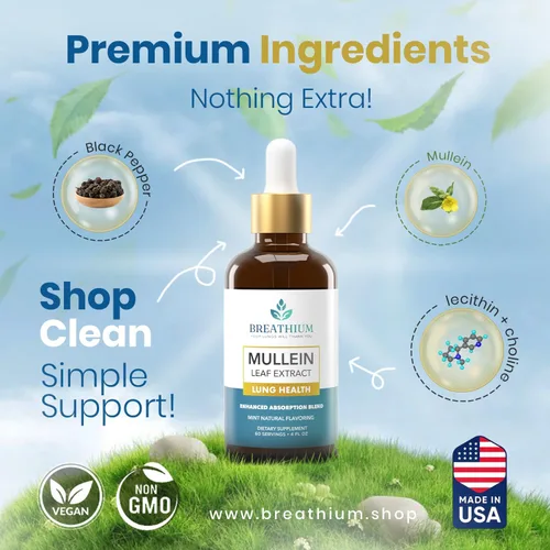 Miniatura 5 de Gotas de gordolobo 4 en 1 para la salud pulmonar y intestinal, extracto liposomal de hoja de gordolobo, lecitina de girasol y colina para alivio