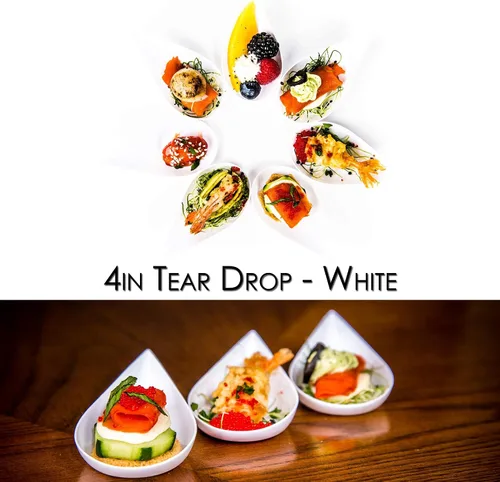 Miniatura 4 de DLux 100 mini platos de aperitivo de 4 pulgadas con tenedores, cucharas de plástico blanco reutilizables, platos para servir postres y aperitivos