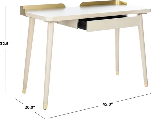 Miniatura 12 de Safavieh Escritorio moderno de 1 cajón blanco lavado y dorado Blanco lavado / dorado