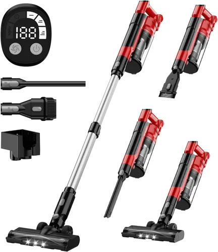 Miniatura 11 de Aspiradora inalámbrica de 350 W para batería Dewalt, aspiradora ligera sin escobillas de 35 kPa con succión de 3 modos, aspiradora de palo 6 en 1