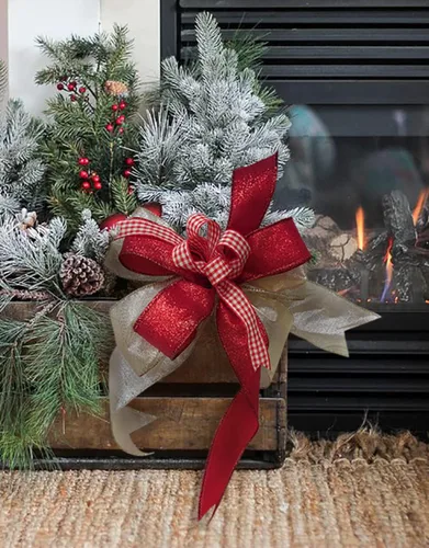 Miniatura 4 de Cinta con alambre metálica dorada champán de 2.5 pulgadas x 10 yardas para decoración del hogar de Navidad, lazo para decoración de árbol, envoltura