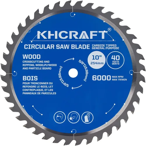 Miniatura 2 de Hoja de sierra circular cortada con láser de 10 pulgadas, 40 dientes, eje de 5/8 pulgadas, 2 piezas, uso general, para carpintería fina