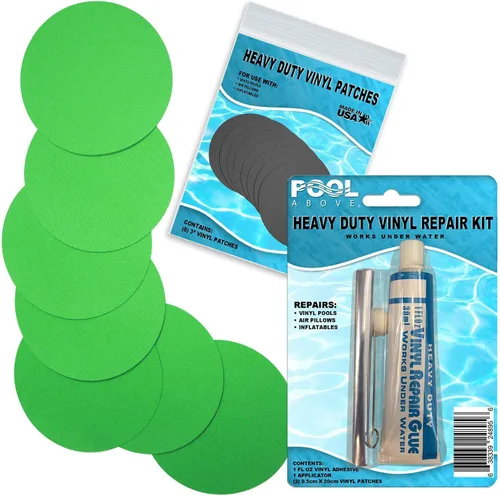 Miniatura 28 de Kit de parches de reparación de vinilo resistente para reparación de revestimientos de piscina sobre el suelo; inflables de pegamento y parches; Azul