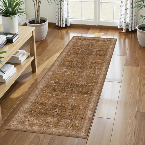 Alfombra de Área Lavable 2'6'' x 8' Alfombra Persa Tradicional Vintage - Alfombra Plegable Desgastada Antideslizante Lavable a Máquina para Sala de