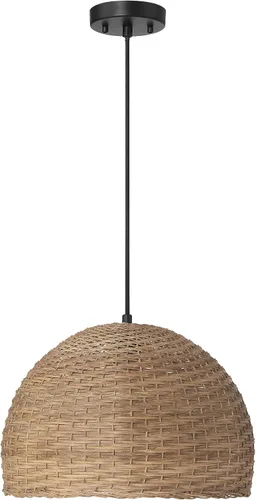 Miniatura 7 de Calypso - Lámpara de techo de cúpula de mimbre tejida a mano y de metal, teñida natural