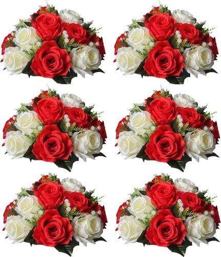 Miniatura 37 de Sziqiqi - 2 flores artificiales, flores de seda, 15 tallos para centros de mesa de flores o arreglos colgantes. Blanco puro