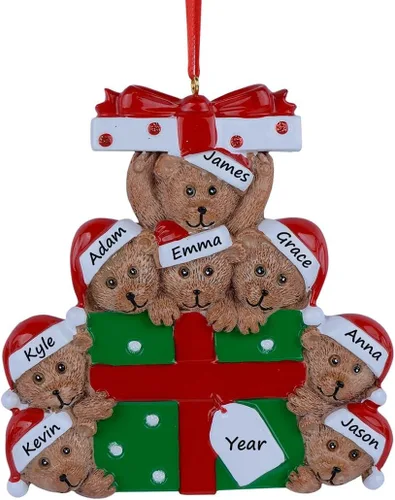 Miniatura 11 de Adornos de Navidad familiares personalizados 2023 – Adorno de Navidad de familia de 2 osos – Decoración de árbol de caja de regalo de oso