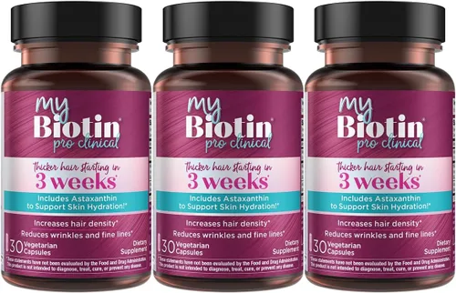 Purity Products MyBiotin ProClinical – Cabello más grueso a partir de 3 semanas y combate las arrugas – Matriz de biotina y vitamina B7 patentada