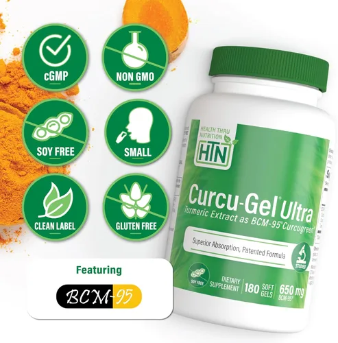 Miniatura 3 de Curcu, gel ultra de 0,018 oz, BCM-95 realza la absorción de la curcumina, HTN0227, 180