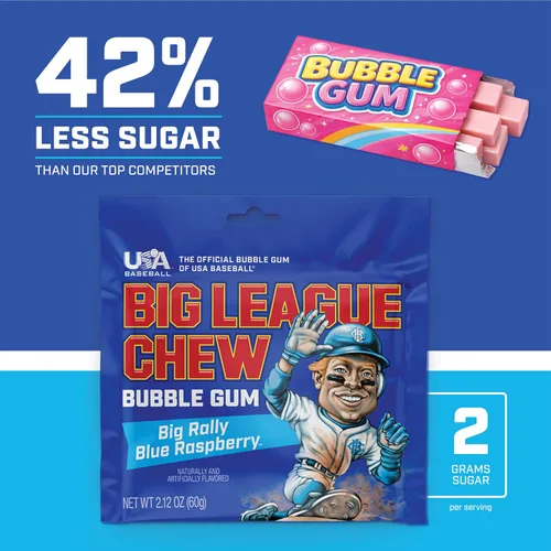 Miniatura 8 de Big League Chew Big Rally Blue - Goma de mascar de frambuesa azul intenso Perfecto para juegos de béisbol, equipos, concesiones, fiestas y más