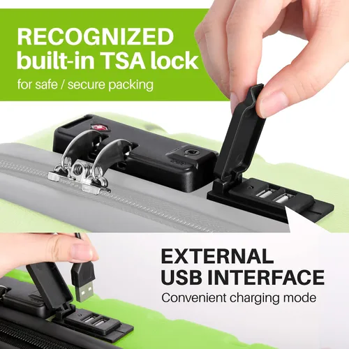 Miniatura 3 de AnyZip Equipaje de mano de 21" Hardside PC ABS ligero USB maleta con ruedas TSA Lock