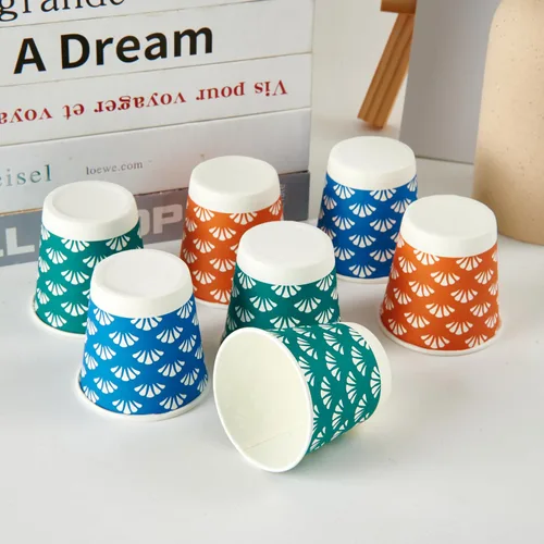 Miniatura 8 de JollyPack Paquete de 600 unidades de tazas de papel desechables para baño de 3 onzas, pequeñas tazas de enjuague bucal en naranja, azul y verde