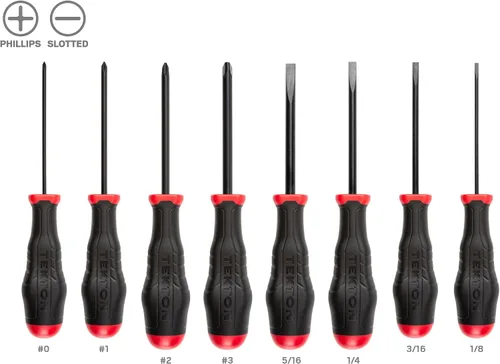Miniatura 2 de TEKTON Juego de destornilladores de hoja de óxido negro de alto par, 8 piezas (#0 - #3, 1/8-5/16 pulgadas) DRV41234 Fabricado en Estados Unidos