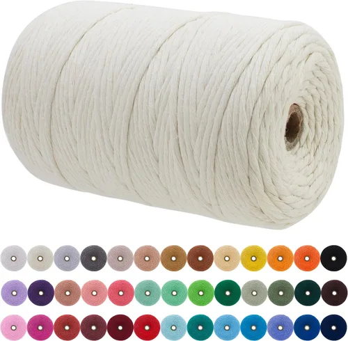 Miniatura 154 de JeogYong Cordón de macramé de un solo hilo 2mm x 164 yardas (492 pies) Cuerda de algodón suave, hilo de macramé 2 mm, suministros de macramé