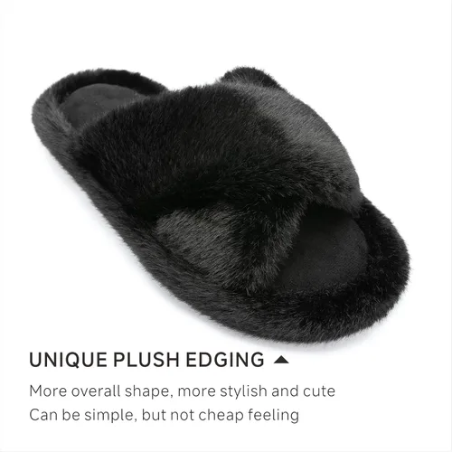 Miniatura 2 de Chantomoo Pantuflas de espuma viscoelástica para mujer, con banda cruzada, de piel sintética, regalo