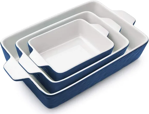 Miniatura 10 de Cacerolas para horno, platos de cerámica para hornear, bandeja para lasaña con asas, bandeja de porcelana para hornear profunda, juego de ollas