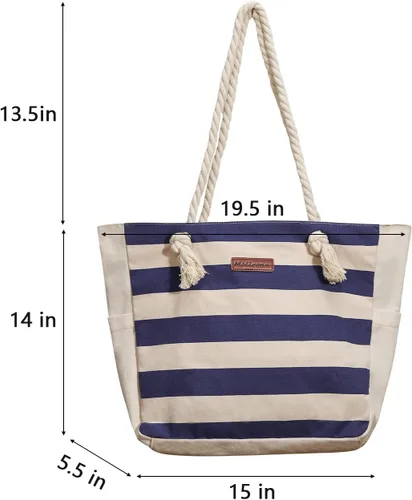 Miniatura 2 de Malirona Bolso grande de viaje a la playa con asa de cuerda de algodón, XL, Casual