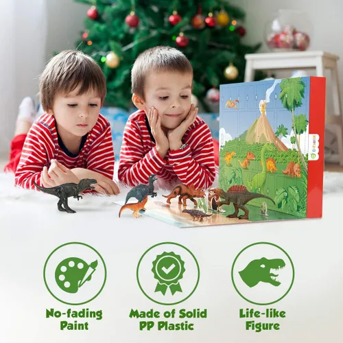 Miniatura 6 de D-FantiX Calendario de Adviento de Dinosaurios 2025 para Niños, Calendario de Adviento de 24 Días de Cuenta Regresiva para Navidad, Juguetes