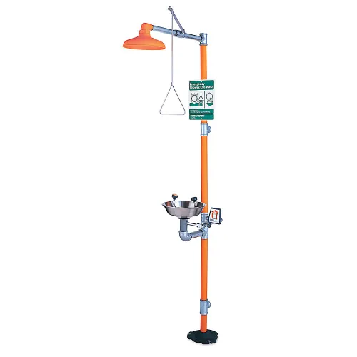 Guardian Equipment G1902 Combinación duchas de seguridad, operadas a mano, de acero inoxidable, Naranja, 1.5 in