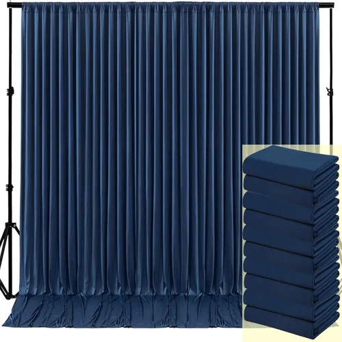 Miniatura 124 de Cortinas de telón de fondo granate de 10 pies x 10 pies sin arrugas para fiestas, 2 paneles de cortinas de telón de fondo de poliéster sedoso