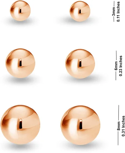 Miniatura 3 de Juego de 3 pares de aretes de plata de ley 925 ligeros para mujeres y adolescentes
