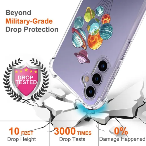 Miniatura 7 de Hungo Funda compatible con Samsung Galaxy S25 Plus/S24 Plus, diseño transparente, diseño femenino de piel femenina S24+ S25+ de astronauta