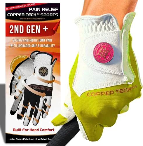 Miniatura 14 de Copper Tech Plus Ladies Golf Gloves Women (2nd Gen) Copper Compression Joint Support with Flexible & Comfortable Fit Tacky Silicone Pad