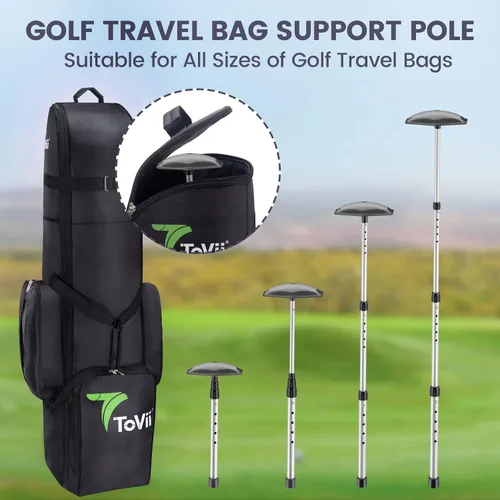 Miniatura 6 de Bolsa de viaje protectora de brazo rígido para palos de golf, poste de aluminio resistente, totalmente ajustable para proteger palos