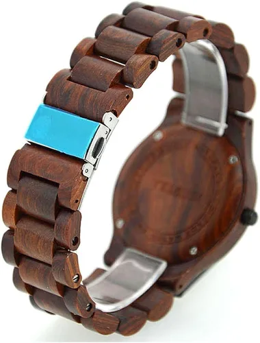 Miniatura 4 de Bewell W086B - Reloj de pulsera para hombre, de madera, analógico, de cuarzo, ligero, hecho a mano, de madera, W086B-Red, 1