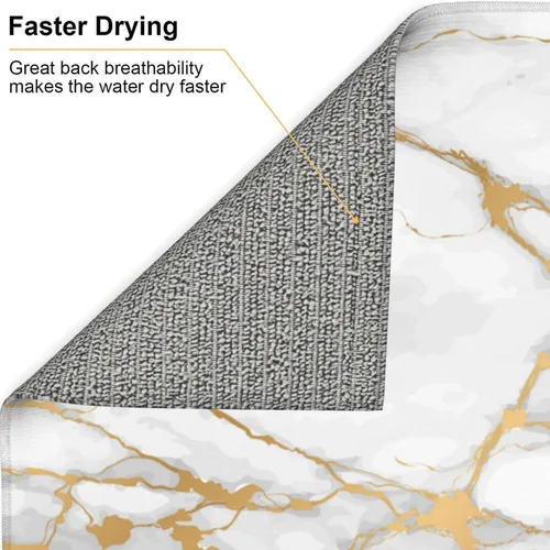 Miniatura 6 de Tapete de secado de platos de mármol blanco dorado para encimera de cocina, absorbente de 16 x 18 pulgadas, placa de microfibra de vidrio