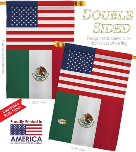 Miniatura 3 de Banderas de la casa de la amistad de México Estados Unidos de la nacionalidad de México Estados Unidos, paquete de 2 unidades de Nación Regional