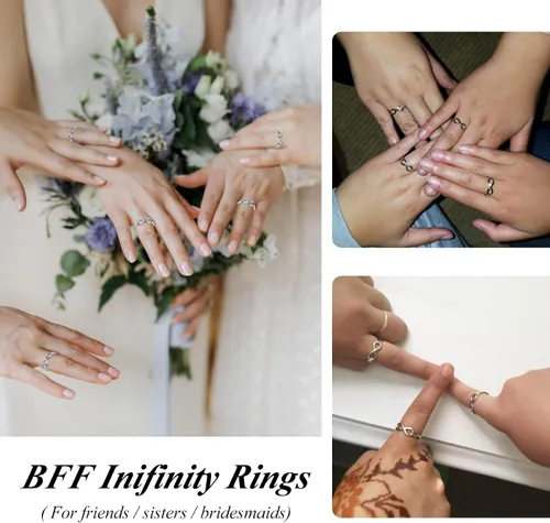 Miniatura 4 de Bestyle Anillos de plata de ley S925 con nudo infinito, anillos de circonita cúbica, bonitos anillos de amistad para mejores amigos, anillos