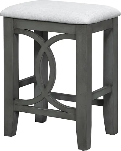 Miniatura 8 de JIVOIT Juego de mesa de comedor de 3 piezas con altura de mostrador, juego de comedor de madera maciza con 2 taburetes tapizados, mesa de comedor