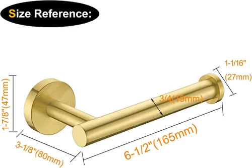 Miniatura 7 de Nolimas Soporte de papel higiénico dorado SUS304 Acero inoxidable medio abierto redondo montado en la pared antioxidante baño hotel 5 pulgadas TP