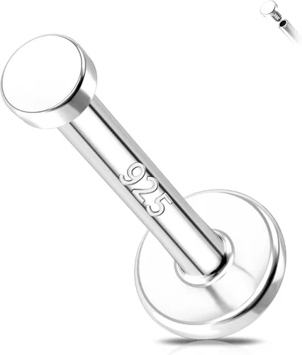 Miniatura 12 de Melighting Aretes de hélice de plata esterlina 925 para cartílago, roscados internamente, tragus, aretes de espalda plana, 6/0.315 in, piercing