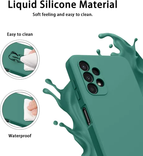 Miniatura 2 de Vancle Funda de silicona para Samsung Galaxy A13 4G, a prueba de golpes, con forro de microfibra para Samsung Galaxy A13 4G, color verde oscuro