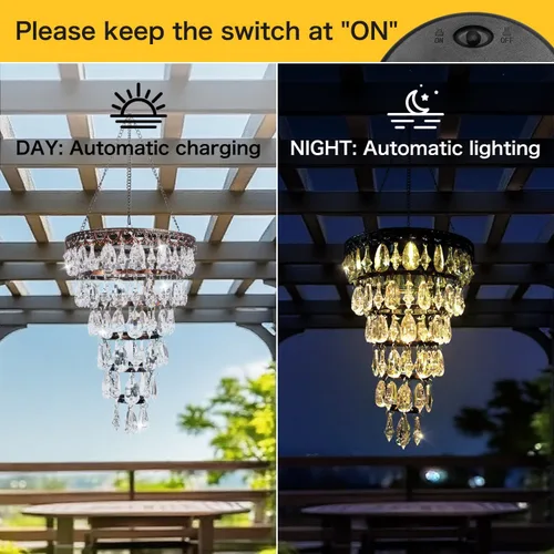 Miniatura 6 de Lámpara solar colgante de cristal acrílico para exteriores, luces decorativas para jardín, luces LED brillantes y cálidas y tira LED de 5 pies