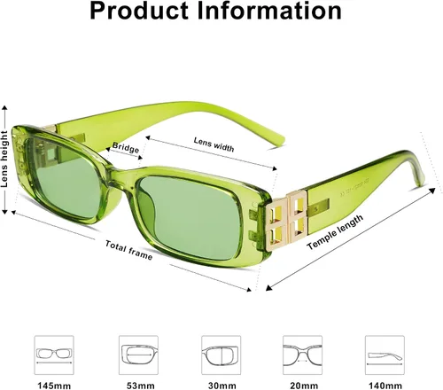 Miniatura 24 de Allarallvr Lentes de sol rectangulares para mujer, estilo retro de los años 90, Y2K, clásicos, vintage, cuadrados, AR82037