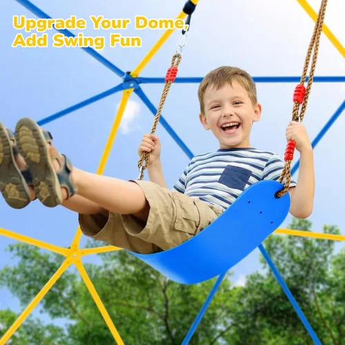 Miniatura 4 de Hapfan Jungle Gym, cúpula de escalada de 10 pies con hamaca y columpio, equipo de juego al aire libre con barras para monos para niños de 3 a 12