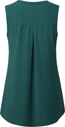 Miniatura 3 de Timeson - Camiseta sin mangas con cuello en V para mujer, estilo casual, de chifón, con cremallera