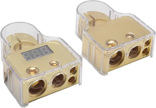 Miniatura 8 de Kit de conectores de terminales de batería de coche con voltímetro digital 0/4/8/10 AWG chapado en oro A (dorado)
