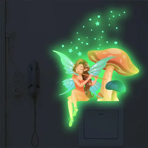 Miniatura 4 de Calcomanías de pared de hongos, calcomanías de decoración de interruptor de luz, calcomanías de interruptor, calcomanías de pared brillantes