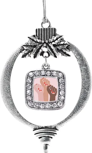 Miniatura 32 de Inspired Silver - Nana púrpura - Adorno de Navidad plateado - Adorno cuadrado para árbol de Navidad con circonita cúbica - Decoración colgante