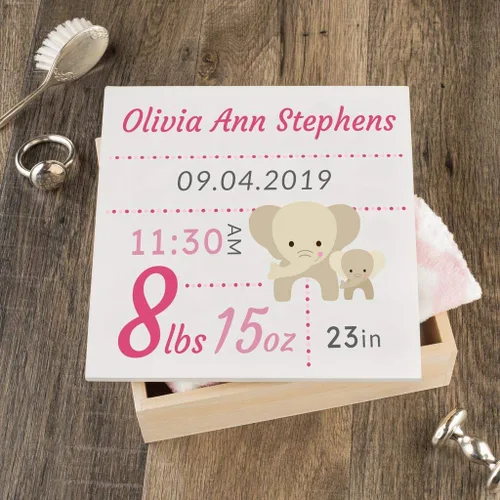 Miniatura 24 de Caja de recuerdo personalizada para bebé (huellas azules, regulares)