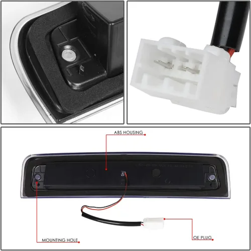 Miniatura 6 de DNA MOTORING 3BL-DRAM09-3D-T4-LED-BK Línea de punta de flecha de carcasa negra 3D LED de montaje alto 3ª tercera luz de freno
