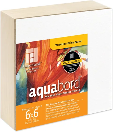 Ampersand Art Supply Aquabord - Panel de pintura de acuarela, superficie altamente absorbente para acuarela, gouache y caseína de 6 x 6 pulgadas,